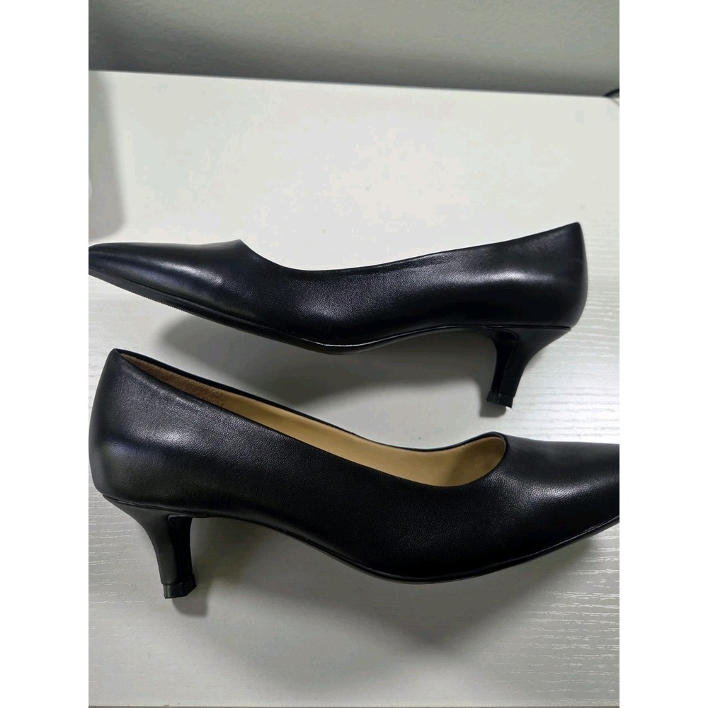 Naturalizer Womens Carmen Classic Pump Heel Black Leather Pointed Toe Sz 7.5 W - Picture 5 of 8